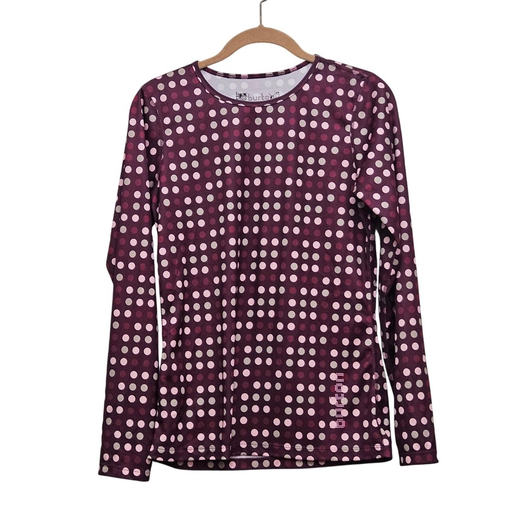 Burton Base Layer Top Women Medium Purple Polka Dot Long Sleeve Athletic Shirt